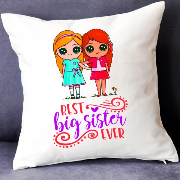 GRABADEAL Cute Best Big Sister Ever Cushion Gift for Raksha Bandhan